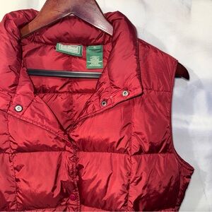 VINTAGE L.L. Bean Vest Women’s Large Burgundy Goose Down Puffer Packable